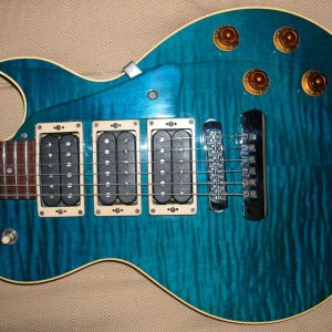 '91 H140CM - Transparent Blue Triple Humbucker